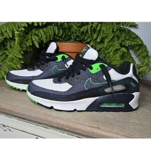 Nike Air Max 90 SE Scream Green Denim Sneakers Youth 5.5Y Women's 7